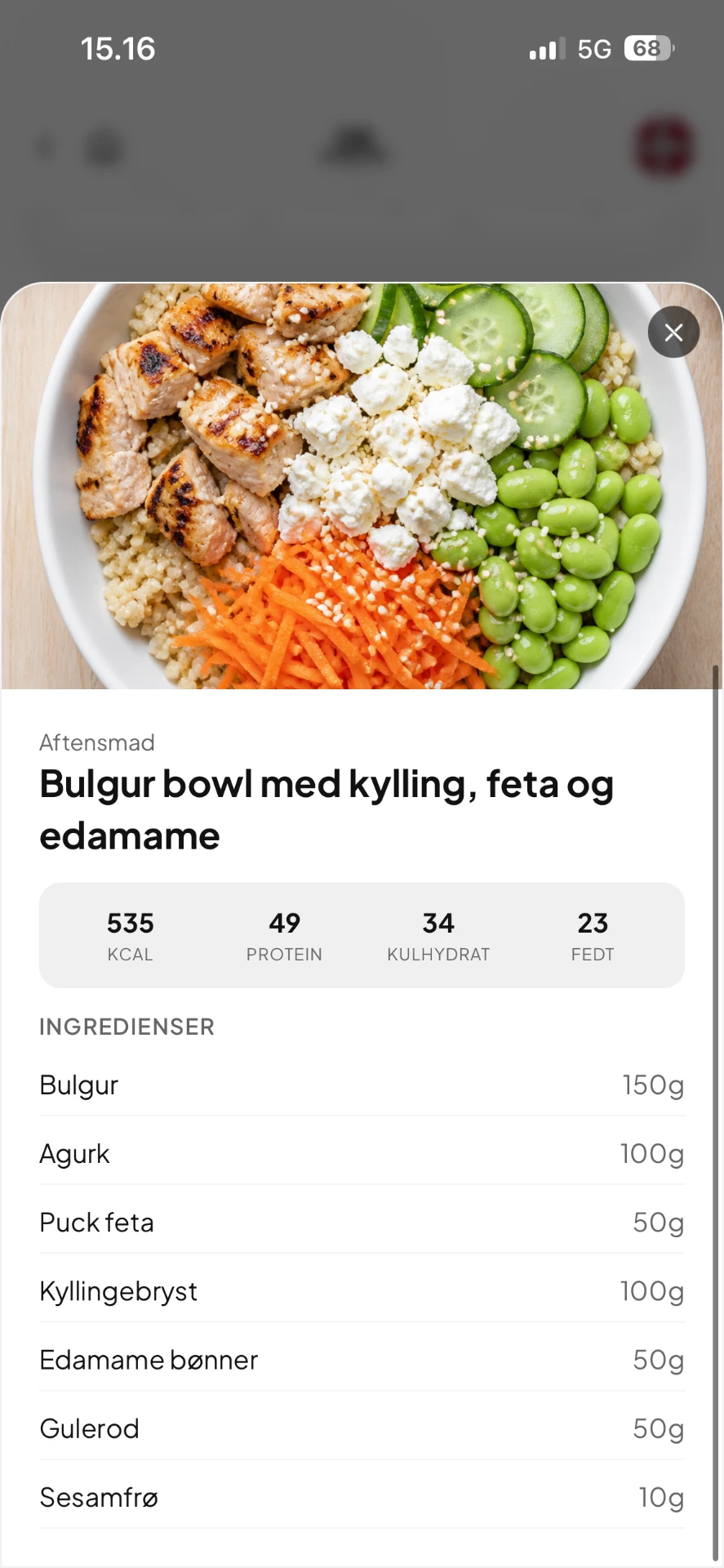 Opskrift med næringsindhold